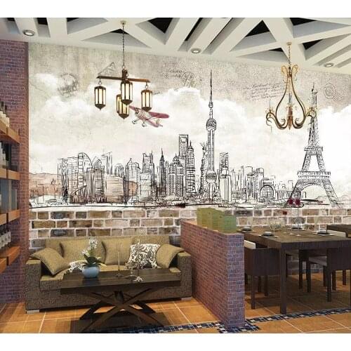 Commercial wallpaper Hand-painted European style retro background wall background painting