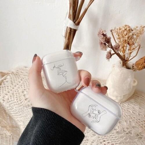 Fashion Abstract Art Lines Sexy woman Transparent TPU silicone Airpod Case For Airpods 2 Airpods1 Airpods pro 3 TPU soft cover
