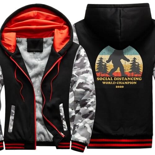 Tree Monkey Camouflage Raglan Thicken Jackets For Mens Dark Blue Long Sleeve Mans Sweatshirts & hooded Zipper sudadera hombre