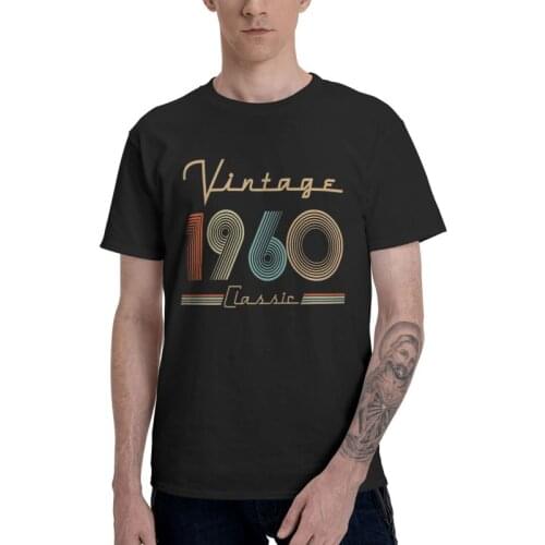 Vintage 1960 Classic Retro T-shirt Mens Harajuku T Shirt Short Sleeve 100% Cotton 61th Birthday Gift Tshirt Urban Tees Tops