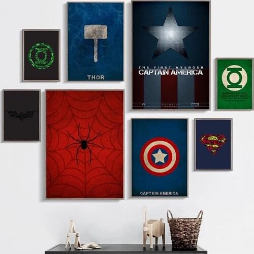 Marvel Superhero Canvas Painting The Logo Posters and Prints Minimalist Wall Art Pictures for Living Kid Room Home Decoration