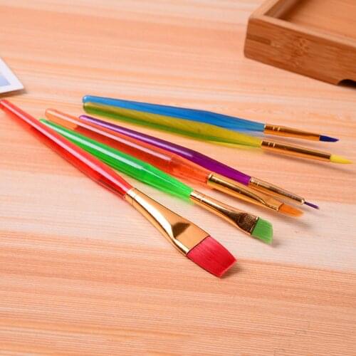 6PCS Colorful Nylon Hair Painting Brush Set for Acrylics Watercolors Gouache Oil Paints Supplies Childrend Kids Drawing Tools
