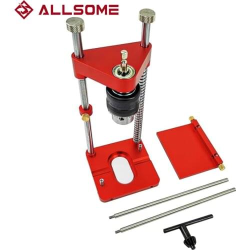 ALLSOME Drill Guide Locator Hole Bracket Adjustable Punch Alloy Steel Template Drilling Furniture Bench DIY Tool Woodworking