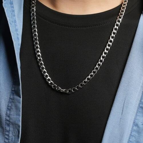 New Polished Cuban Chain Silver Necklace Mens Necklace Ms. Husband Gift Christmas Birthday Gift