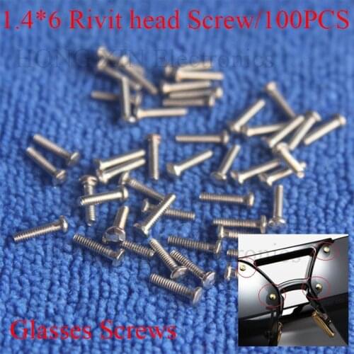 100Pcs size 1.4x6 mm Eyewear glasses Optical pointed end Eyeglasses Screw accessories For Watch Eye Glasses Clock