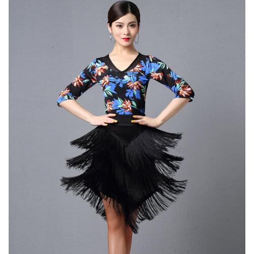Latin Dance Dress For Women Rumba Dance Tops Fringe Skirt Ladies Tango Competition Costumes Samba Salsa Rumba Dancewear DQL3026