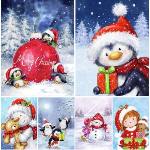 Full Round Square 5d Diamond Painting Christmas Snowman DIY Diamond Embroidery Cross Stitch Penguin Wall Art Craft Stith Kit