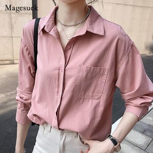 Casual Plus Size Women Shirts New Spring Autumn Solid Vintage Women Blouse and Tops Button Turn Down Collar Ladies Blouse 12661
