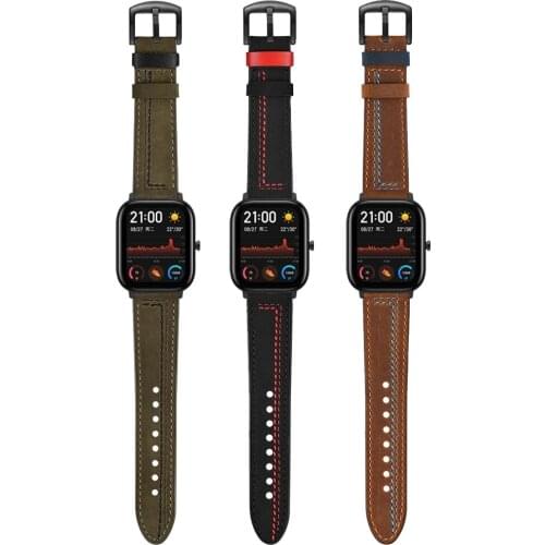 For Samsung Galaxy Watch active 2 44mm band 20mm Double Color Genuine Leather strap wrst bracelet for galaxy watch active2 40mm