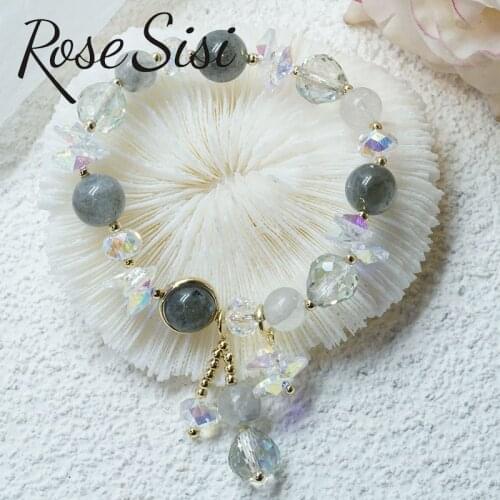 Rose sisi 2021 new fresh Chinese style strawberry bracelet for women crystal bracelets shell natural pearl retro ethnic jewelry