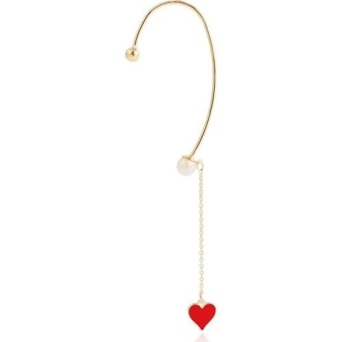 Loving Red Heart Pendant Ear Cuff Formal Occasion For Women Party Gift Fashion Jewelry Drop Shipping Hook Earrings Set Pearl