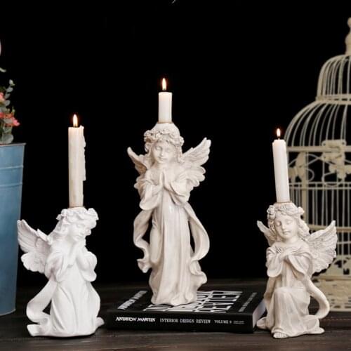 Nordic Cupid Fairy Resin Angel Candlestick Candle Holder Home Ornament Creative Crafts Art Sculpture Statue Figurines Decoration