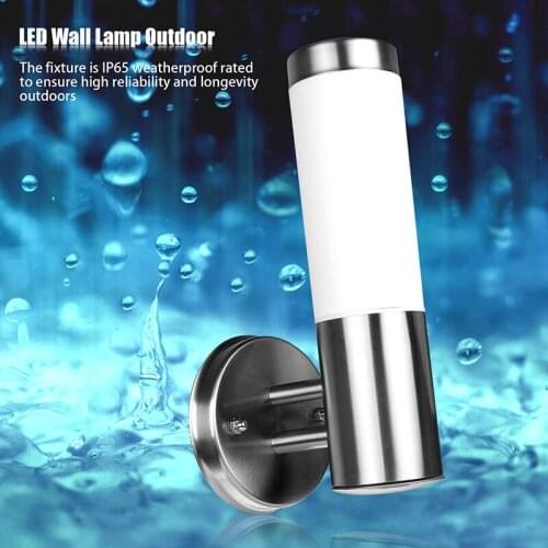 Led Wall Light Silver Stainless steel + Milky Lampshade Waterproof Outdoor Porch Lamp E27 LED applique murale luminaire