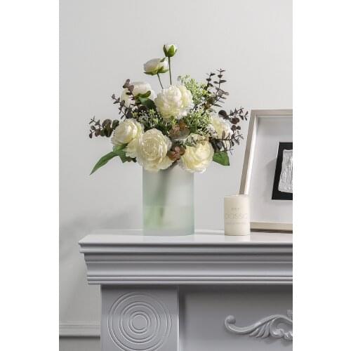 Simple Design Frost Glass Vase Light Pink Blue Glass Vase Pot for Table Sitting Room Home Furnishing for House Table Decors