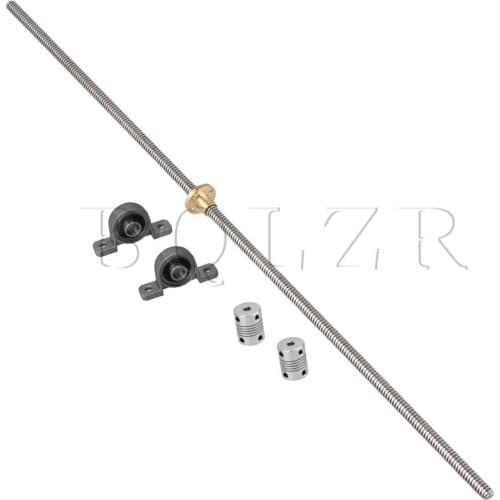 BQZLR Vertical 500mm T8 2mm Lead Screw Flange Bearing Mount Flexible Coupling Screw
