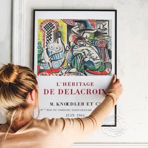 Pablo Picasso Vintage French Poster, Paris M. Knoedler Et Cie L’Heritage De Delacroix Exhibition Original Lithographic Painting