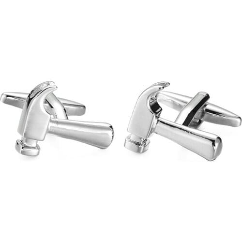WN New high quality brass hammer Silvery Cufflinks high-end fashion brand mens French Cufflinks