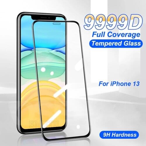 Protector de pantalla para iPhone 13 Pro Max 9999D, vidrio templado 9H, 3D, película de vidrio 2021