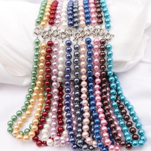 Female Short Chain Simulated Pearl Necklace Jewelry 8 10 12mm Glass Pearls Round Necklaces Collare 18inch A620 Elf on The Shelf