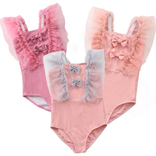 1-6Yrs Kids Bathing Suits Baby Girls One Piece Back Lace Bikini 2021Children Swimwear Infant Swimsuit Girl Kids Summer Bikini