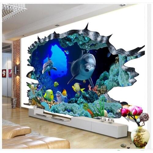 3D wall murals wallpaper custom picture mural wall paper 3D HD Roman column underwater world TV wall murals living room decor