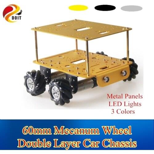 60mm Mecanum Wheel Car Chassis Double Decker Mecanum Robot Kit 2-layer Car Model for Arduino Raspberry Pi Omni-directional CM300