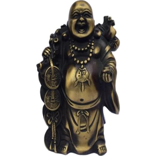 Antique bronze collection of gold bags Buddha family sitting room decoration