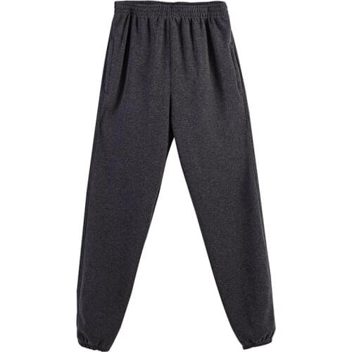 Big Size Spring Breathable Cotton Mens Sweatspants Loose Elastic Enlarge Pants Solid Zipper Pocket Men Casual Trousers