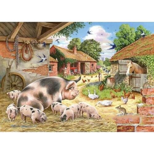 Home Decoration 5D Diy Diamond Embroidery Pigs Farm Diamond Painting Cross Stitch Full Drill Square Mosaic Diamond Puzzle Kits