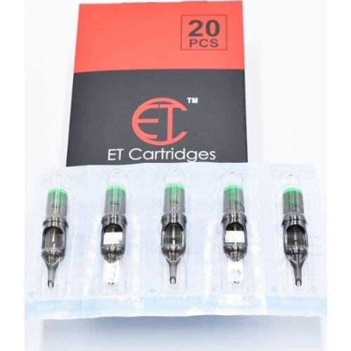 ET Cartridges Disposable Gray Transparent Tips Round Shader Cartridge Tattoo Needles C1009RS 20PCS