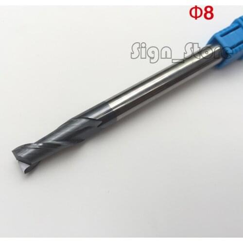HRC55 2pcs 2F 8MMx8Dx20x75MM Two Flutes Long Sprial Solid Carbide End Mill NANO Coat, CNC Milling Cutter Bits for Metal Cutting