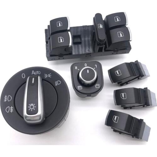 Chrome Side Mirror Headlamp Headlight Window Switch Button 6 PCS / Kit For Volkswagen VW CC Tiguan Passat B6 Golf 5 6 Jetta MK5