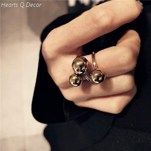 Brass Triple Ball Statement Ring Punk Gothic Party Designer Club Cocktail Party Gown Amazing Gift Trendy Top Jewelry