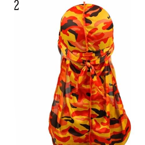 Fashion Camo Mens Silky Durags Turban Print Men Silk Durag Headwear Bandans Headband Hair Accessories Pirate Hat Waves Rags