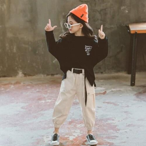 2020 new casual girls suit Girls T-shirt overalls two-piece Girl premium stylish loose suit Girl casual suit