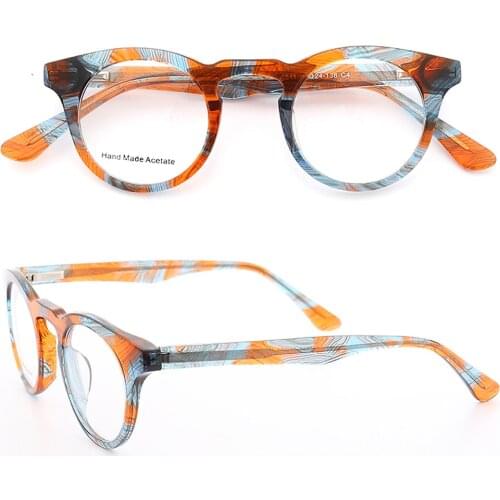 Women small Round Tortoise Eyeglass Frame Men Retro Vintage light Acetate Glasses frames full rim pattern Rx eyeglasses frames