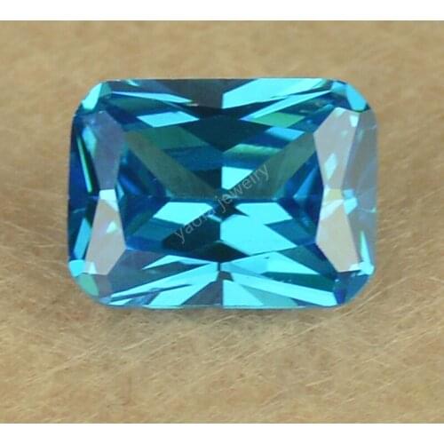 Wholesale 3*5~13*18mm Dark Sea Blue Color Cubic Zircon Stone Rectangle Octangle Shape Loose CZ Synthetic Gems For Jewelry Ring
