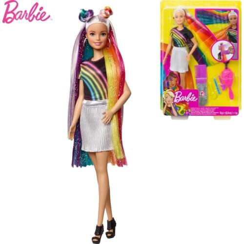 Original Barbie Dolls Rainbow Sparkle Hair Doll Accessories,for Barbie Collector Girls Kids for Toy Gift Childrens Toys FXN96