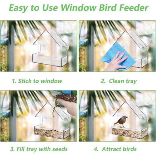 Clear Window Bird Feeder Birdfeeder Birdhouse Supply for Pet Garden Outside