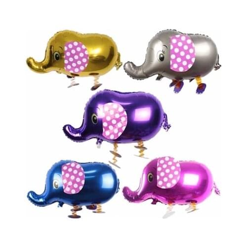 50pc elephant animal balloons four color blue silver pink purple color for choosing pet walking balloons