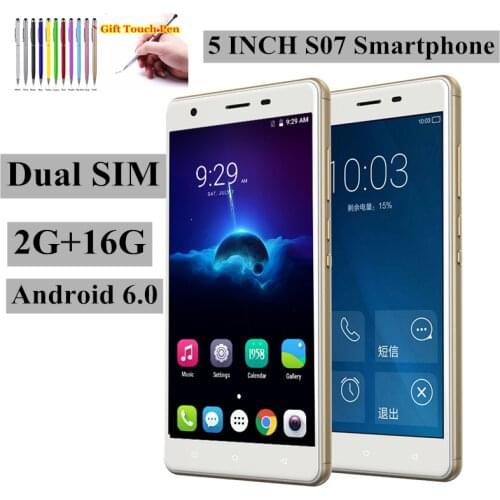 5 INCH Phone 3G/4G Smartphone S07 Dual SIM 2G+16G Android 6.0 MTK6737 Touching Screen Bluetooth WIFI Micro USB 2 Cameras