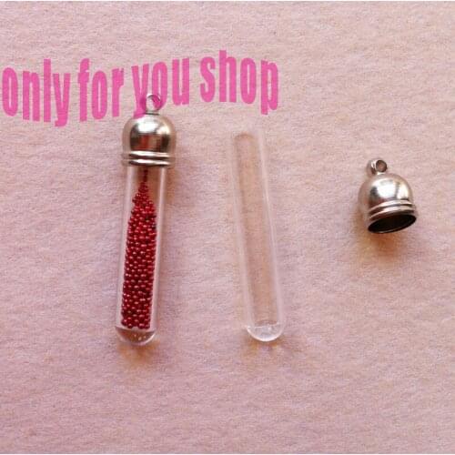 Rice Art Glass Vial Pendant glass wish pendant DIY glass necklace pendant (glass and mental cap)