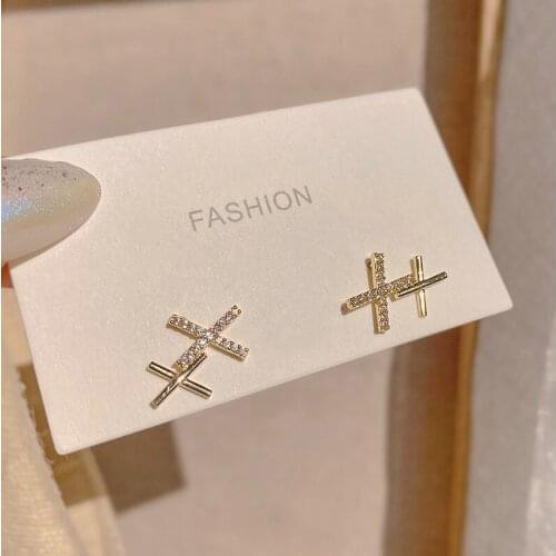 Stylish Simplicity Metal Earrings For Women Geometric Statement Gold Metal Zircon Female Earrings 2021 Trend Fashion Earrings