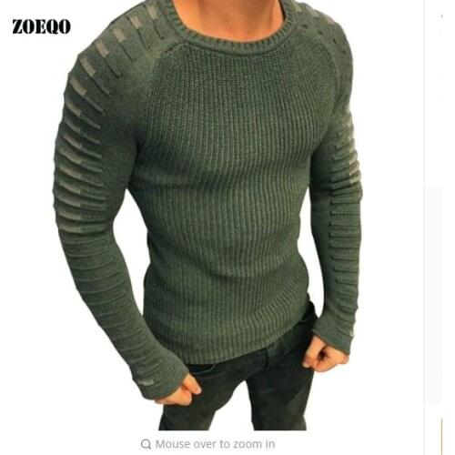 Winter Warm Slim Sweater Knitted Men Casual Long Sleeve Male Pullover Round Neck Patchwork Quality knitwear Spring Basic Tops