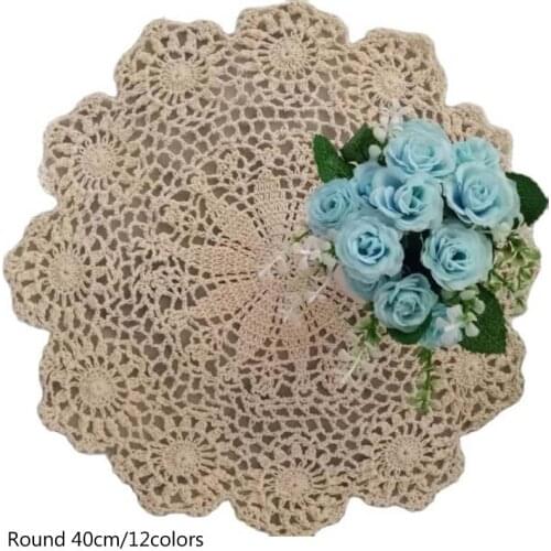 Vintage cotton round placemat cup coaster mug dining kitchen coffee table place mat cloth lace crochet doily tea Christmas pad