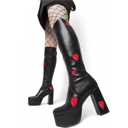 Brand New Fashion Large Size 43 Knee High Boots Autumn Winter Cute Sexy Party High Heels Platform Cool Gothic Style Woman Shoes