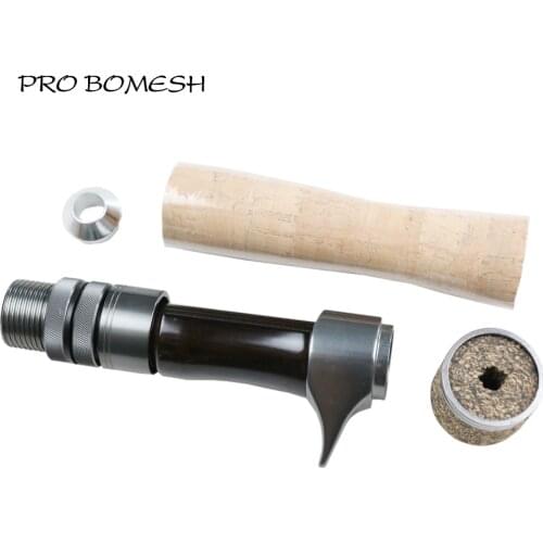 Pro Bomesh 1 Set AA Grade Cork Handle Wood Casting Reel Seat Set Rubberized Cork Fighting Butt Cap DIY Trout Rod Pole Accessory