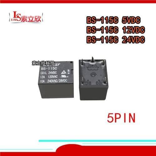 10PCS/LOT New Relay BS-115C BS-115C-5VDC BS-115C-12VDC BS-115C-24VDC BS 115C 5V 12V 24V 48V Instead of SRD-12VDC-SL-C 5PIN