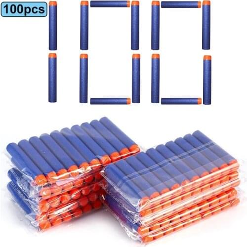 100 Pcs Nerfed Bullets Soft Hole Head 7.2cm Gun Dart Universal Standard Soft Air Guns Bullet for Nerfed Toy Gun Bullets