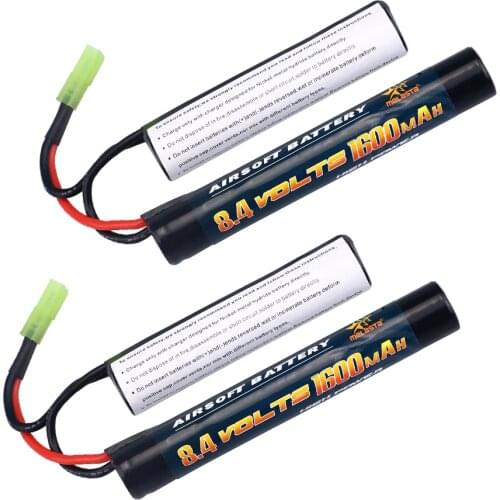 2Pack 2/3A 8.4v 1.6Ah Butterfly NunChuck NIMH Battery For Mini AK Series AEG Airsoft Guns,AEG Gun Battery G&G ICS JG CA